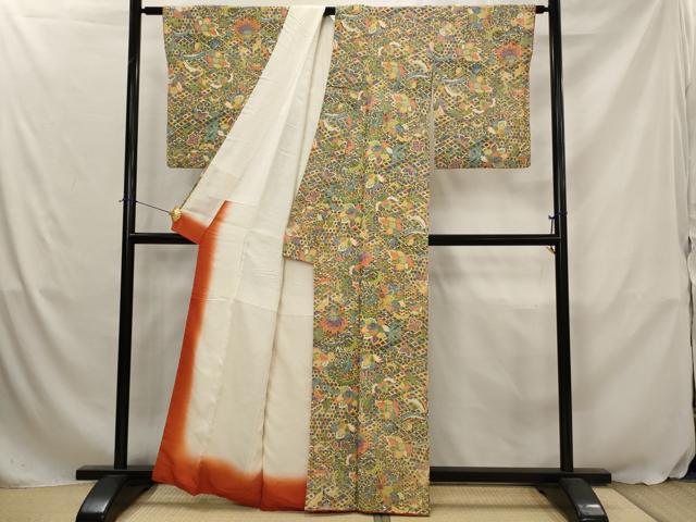 平和屋着物■上質な小紋 更紗花文 正絹 逸品 AABJ5137st