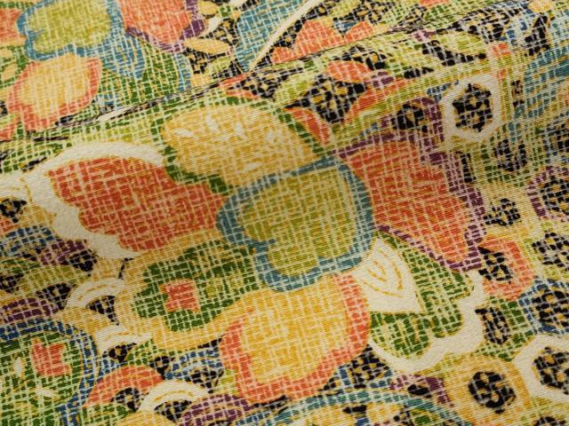 平和屋着物■上質な小紋 更紗花文 正絹 逸品 AABJ5137st