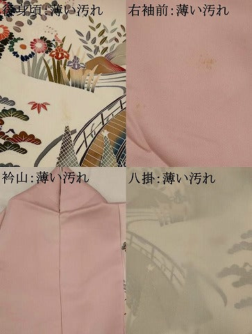 平和屋着物■訪問着 松竹梅風景文 暈し染め 正絹 逸品 AABJ5139st