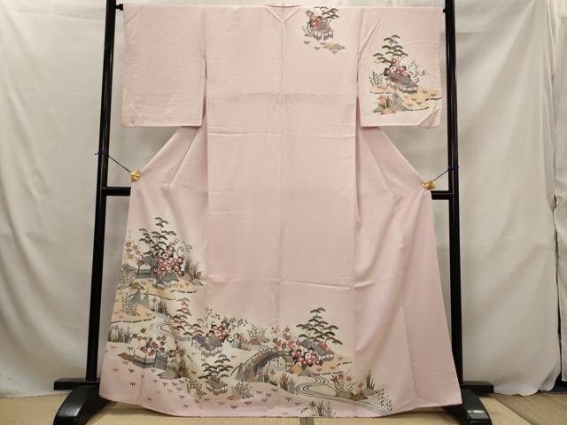 平和屋着物■訪問着 松竹梅風景文 暈し染め 正絹 逸品 AABJ5139st