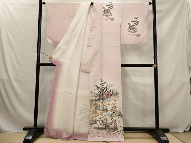 平和屋着物■訪問着 松竹梅風景文 暈し染め 正絹 逸品 AABJ5139st