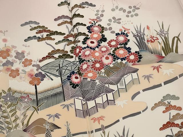 平和屋着物■訪問着 松竹梅風景文 暈し染め 正絹 逸品 AABJ5139st