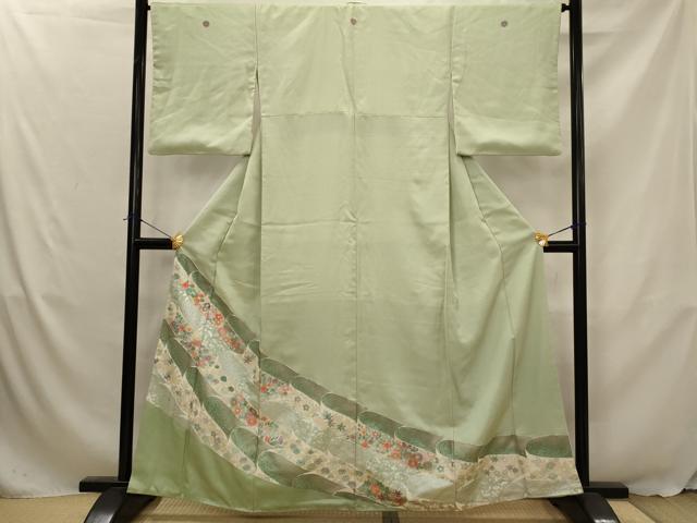 平和屋着物■豪華色留袖 駒刺繍 草花文 金糸 銀彩 正絹 逸品 AABJ5144st