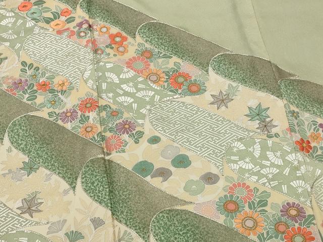 平和屋着物■豪華色留袖 駒刺繍 草花文 金糸 銀彩 正絹 逸品 AABJ5144st