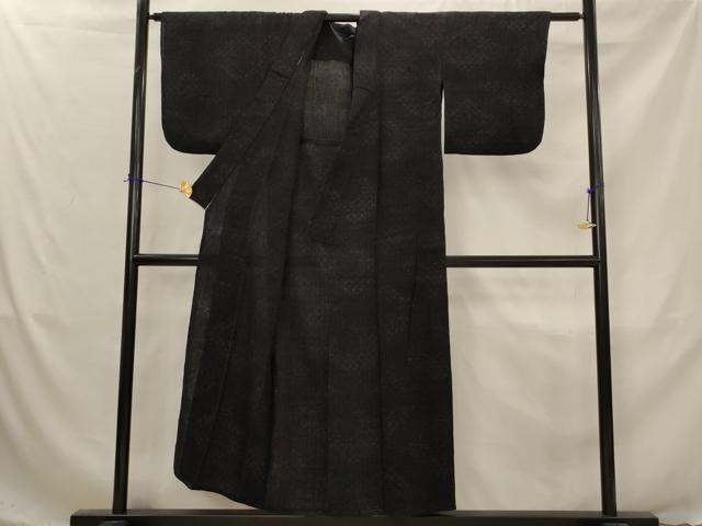 平和屋着物▽結城ちぢみ 単衣 正倉院花文 正絹 逸品 AABJ5156st