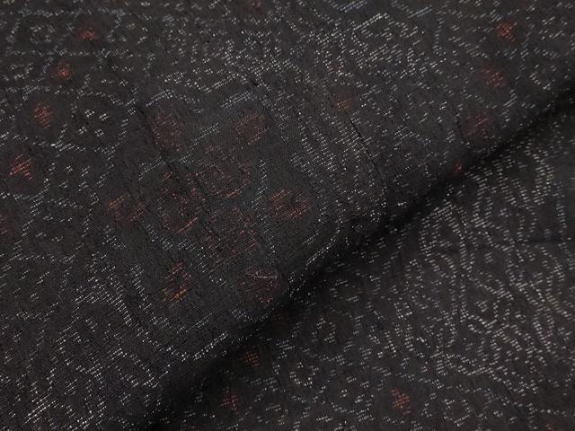 平和屋着物▽結城ちぢみ 単衣 正倉院花文 正絹 逸品 AABJ5156st