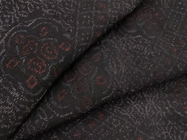 平和屋着物▽結城ちぢみ 単衣 正倉院花文 正絹 逸品 AABJ5156st