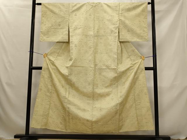 平和屋着物▽上質な紬 単衣 花菱文 正絹 逸品 AABJ5161st
