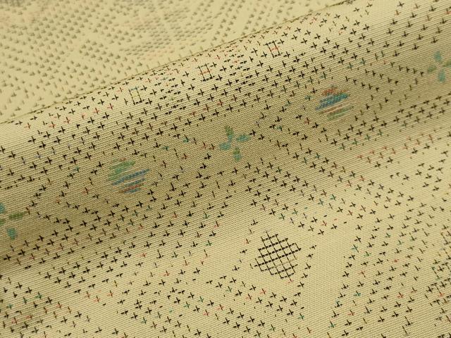 平和屋着物▽上質な紬 単衣 花菱文 正絹 逸品 AABJ5161st