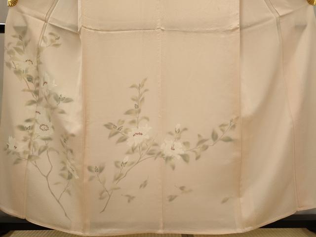 平和屋着物▽訪問着 単衣 刺繍 枝花文 暈し染め 正絹 逸品 AABJ5162st
