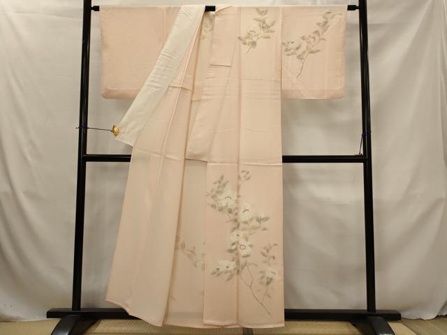 平和屋着物▽訪問着 単衣 刺繍 枝花文 暈し染め 正絹 逸品 AABJ5162st