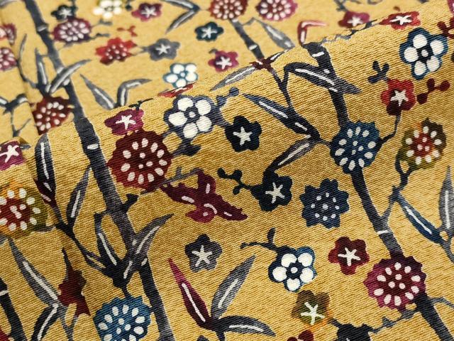 平和屋着物▽上質な小紋 単衣 型染め 花鳥文 正絹 逸品 AABJ5170st