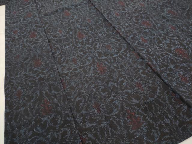平和屋着物▽結城ちぢみ 単衣 更紗花文 正絹 逸品 AABJ5172st