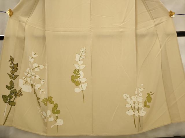 平和屋着物▽訪問着 単衣 草葉文 正絹 逸品 AABJ5173st