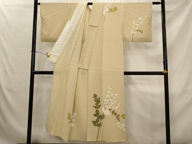 平和屋着物▽訪問着 単衣 草葉文 正絹 逸品 AABJ5173st