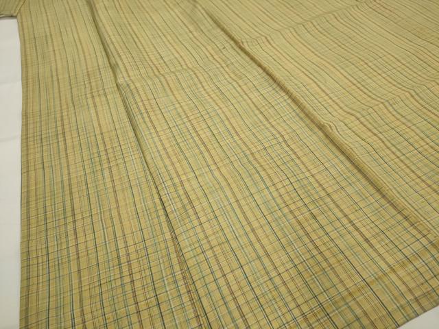 平和屋着物▽上質な紬 単衣 格子 正絹 逸品 AABJ5179st