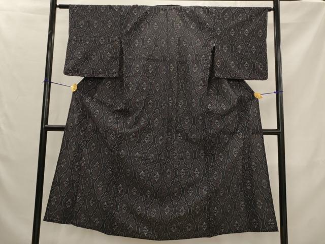 平和屋着物▽上質な紬 単衣 舞花文 正絹 逸品 AABJ5181st