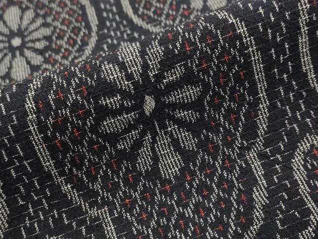 平和屋着物▽上質な紬 単衣 舞花文 正絹 逸品 AABJ5181st