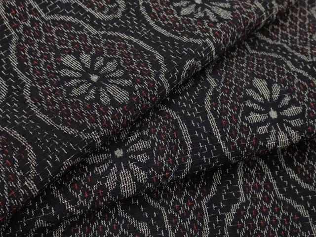 平和屋着物▽上質な紬 単衣 舞花文 正絹 逸品 AABJ5181st
