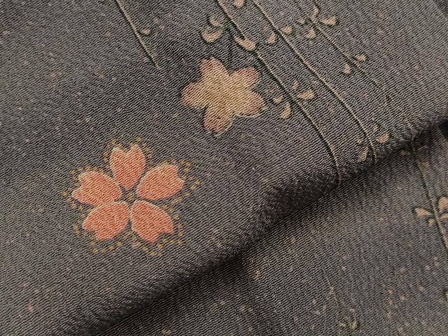 平和屋着物▽上質な小紋 単衣 舞桜文 正絹 逸品 AABJ5197st