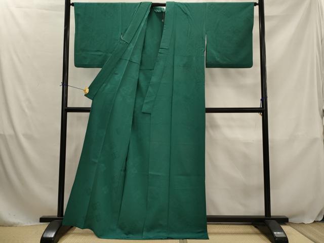 平和屋着物▽上質な色無地 単衣 花菱地紋 鉄色 正絹 逸品 AABJ5198st