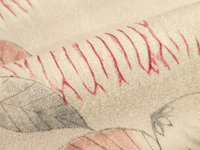 平和屋着物■訪問着 手描き 絞り 椿文 正絹 逸品 AABJ5225br