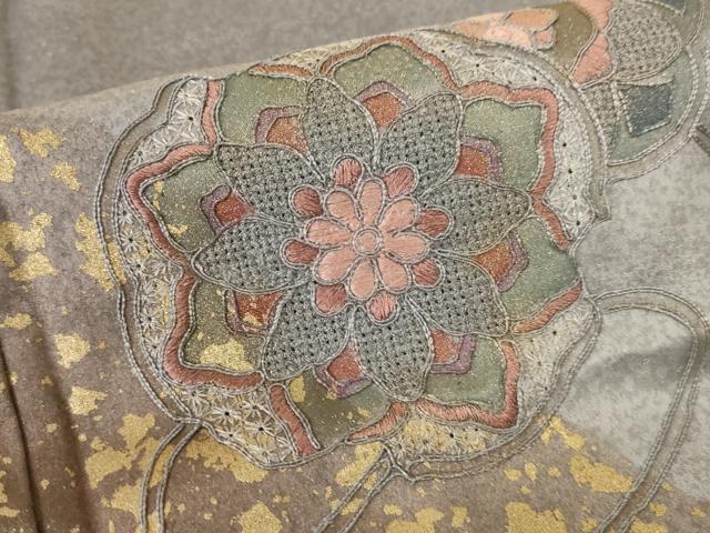 平和屋着物■訪問着 中国三大刺繍 スワトウ刺繍 汕頭刺繍 鏡裏霞文 暈し染め 金彩 正絹 逸品 AABJ5229br