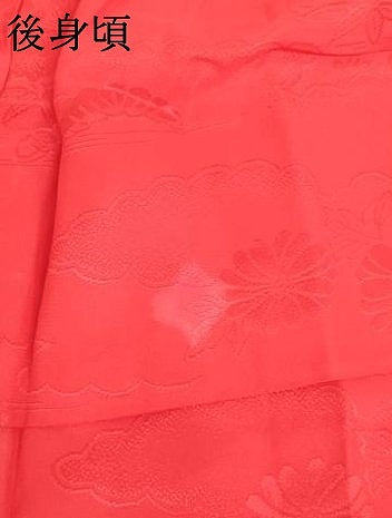 平和屋着物∵子供 女の子 長襦袢 無双仕立て 雲取り花地紋 赤色 半衿刺繍 洗える着物 AABJ5247ja
