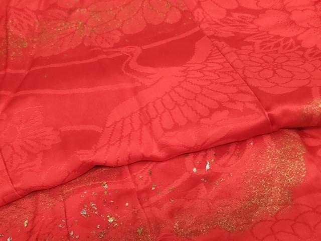 平和屋着物∵子供 女の子 長襦袢 袷 飛鶴花文 金銀彩 半衿刺繍 逸品 AABJ5252ja