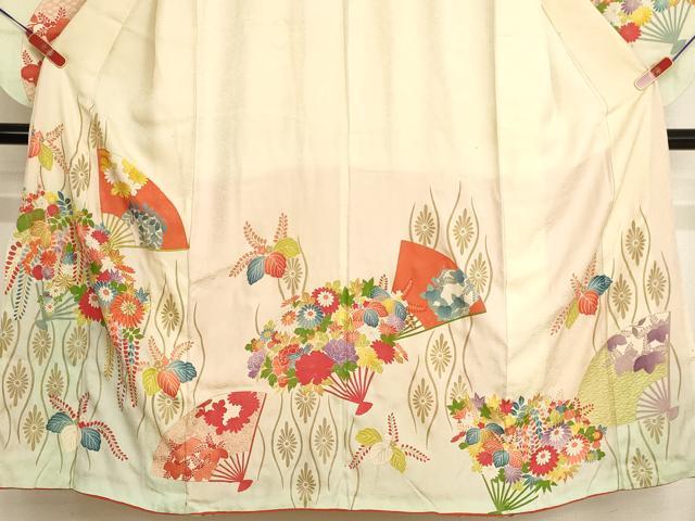 平和屋着物∵女の子 十三参り 子供 祝着 刺繍 扇面花文 暈し染め 金糸 金彩 逸品 AABJ5259ja