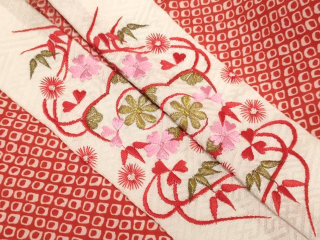 平和屋着物∵女の子 子供 長襦袢 単衣 鹿の子文 半衿刺繍 AABJ5279ja