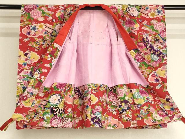 平和屋着物∵アンティーク 大正ロマン 女の子 子供 長襦袢 袷 花車文 逸品 AABJ5323ja