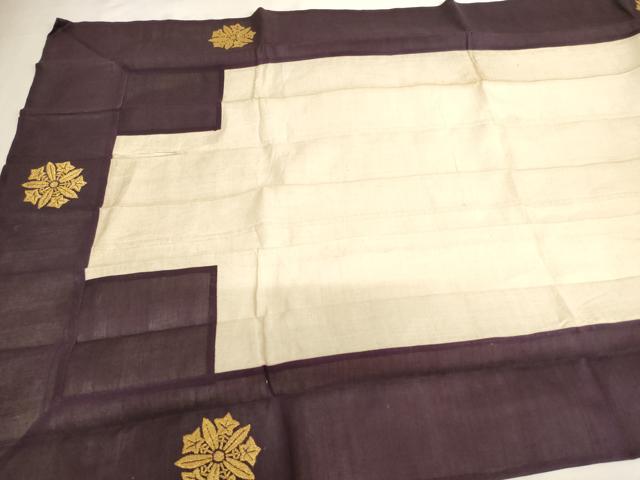 平和屋本店▼夏物 座具 刺繍 竜胆車 金糸 法衣 寺院 仏具 仏教 僧侶 神職 装束 AABJ5419ja