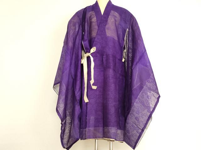 平和屋本店▼夏物 法衣 色衣 花唐草紋紗 本紫色地 寺院 仏具 仏教 僧侶 神職 装束 AABJ5548ja