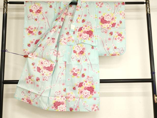 平和屋着物*夏物 子供 女の子 綿紅梅 浴衣 薬玉文 綿 逸品 AABJ5234ja