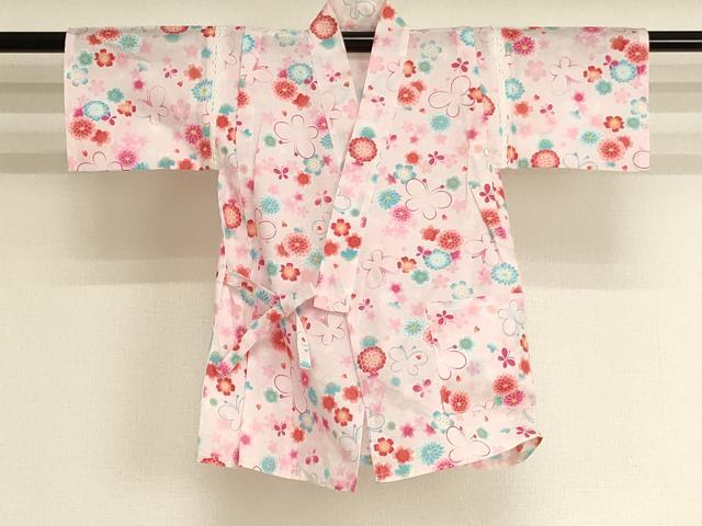 平和屋着物*夏物 子供 女の子 甚平 花蝶文 暈し染め 綿 逸品 AABJ5676ja