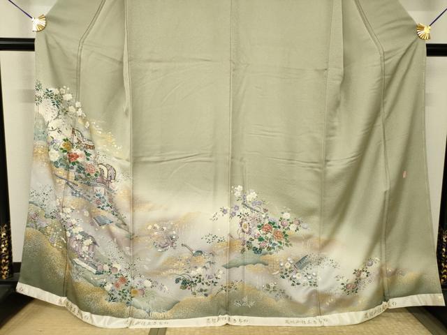 平和屋着物●京友禅 外池雅峰 色留袖 刺繍 花蝶楽器文 暈し染め 金彩 上代43万 正絹 逸品 未使用 AABJ5722ck