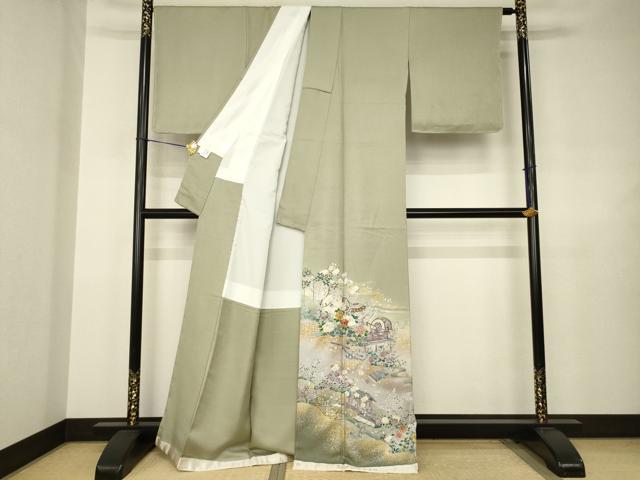 平和屋着物●京友禅 外池雅峰 色留袖 刺繍 花蝶楽器文 暈し染め 金彩 上代43万 正絹 逸品 未使用 AABJ5722ck