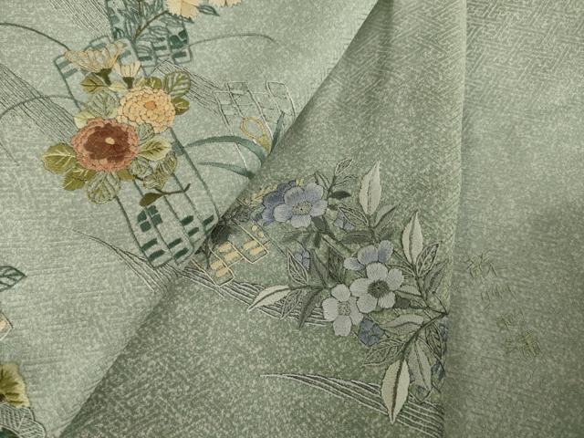 平和屋着物●訪問着 蘇州刺繍 花筏文 暈し染め 正絹 逸品 AABJ5730ck