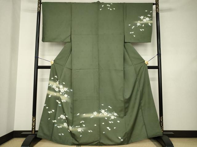 平和屋着物●訪問着 舞桜文 暈し染め 金彩 さんび謹製 洗える着物 AABJ5731ck