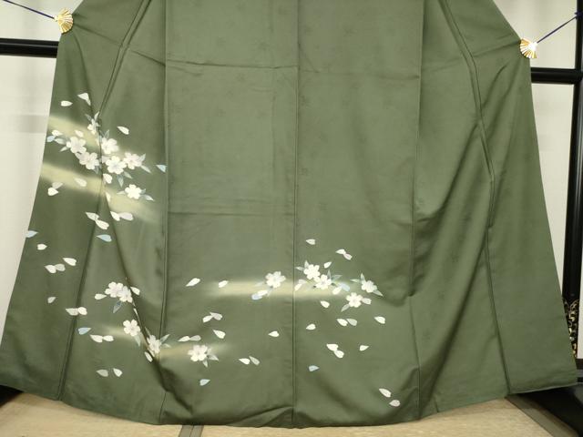 平和屋着物●訪問着 舞桜文 暈し染め 金彩 さんび謹製 洗える着物 AABJ5731ck