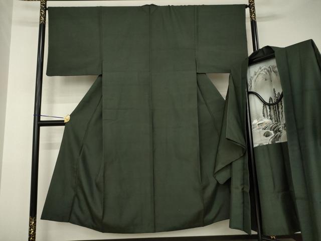 平和屋着物●男性 お召 アンサンブル まるまなこ 千歳茶色 正絹 逸品 AABJ5733ck