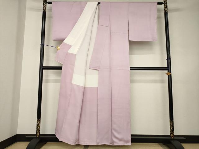 平和屋着物●上質な色無地 菱地紋 紅藤色 正絹 逸品 AABJ5742ck