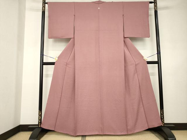 平和屋着物●上質な色無地 紋意匠 退紅色 正絹 逸品 AABJ5743ck