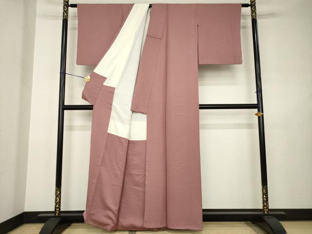 平和屋着物●上質な色無地 紋意匠 退紅色 正絹 逸品 AABJ5743ck