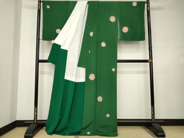 平和屋着物●上質な小紋 花毬文 金彩 鬼しぼ縮緬 反端付き 正絹 逸品 AABJ5747ck