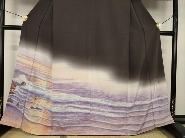 平和屋着物●樋熊哲也 訪問着 辻が花 絞り 手描き 訪問着 日本百景 日本海の夕映 暈し染め 正絹 逸品 AABJ5754ck