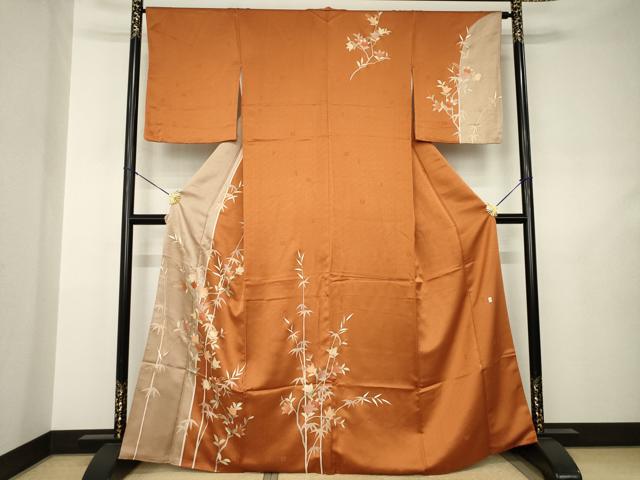 平和屋着物●十日町老舗ブランド 吉澤友禅 吾妻徳穂 訪問着 橘 三越扱い 正絹 逸品 AABJ5755ck