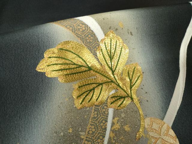 平和屋着物●豪華黒留袖 駒刺繍 乱菊 暈し染め 金彩 正絹 逸品 AABJ5758ck
