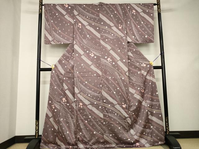 平和屋着物●上質な小紋 総絞り 幾何学文様 正絹 逸品 AABJ5762ck